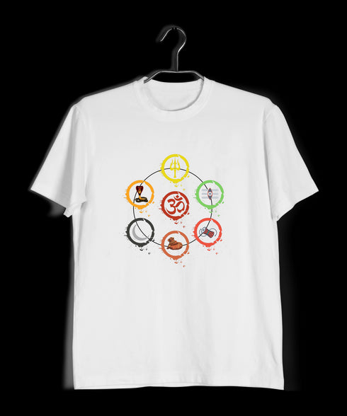 Aaramkhor OM WITH 6 ELEMENTS Spiritual Shiva Mens TShirts